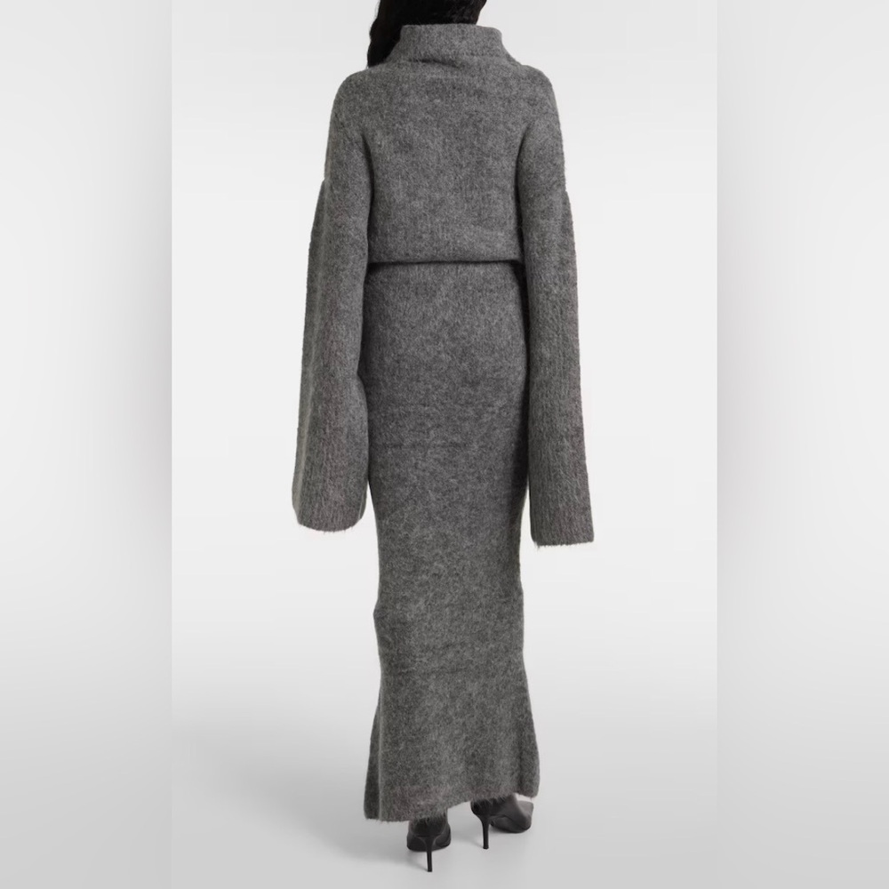 Entire Studios Alpaca Blend Fuzzy Maxi Skirt | Gray Minimalist Knit | Size M - Picture 2 of 11